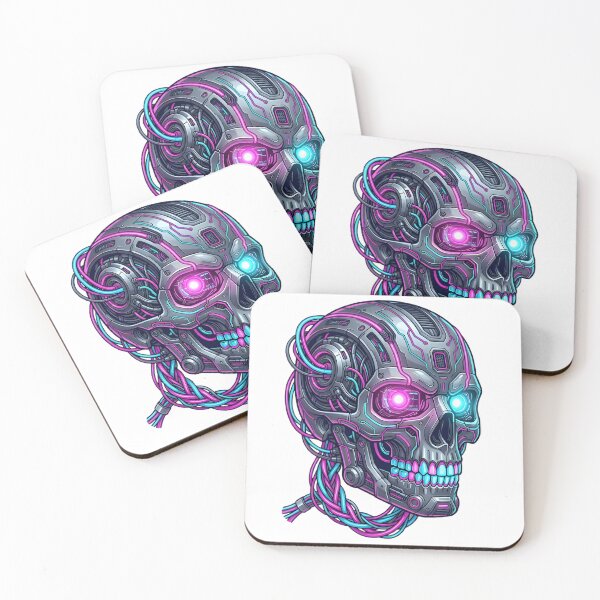 Item preview, Futuristic Cyber Skull in Neon Colors designed and sold by elementos20.