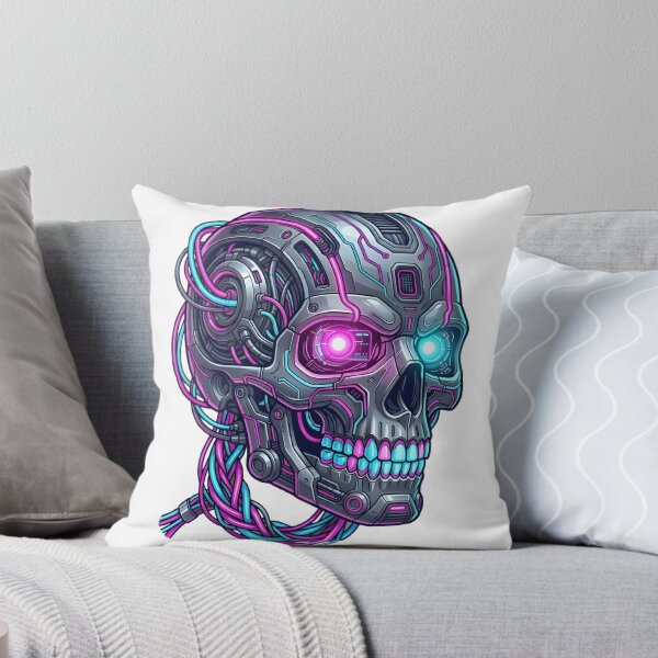 Item preview, Futuristic Cyber Skull in Neon Colors designed and sold by elementos20.