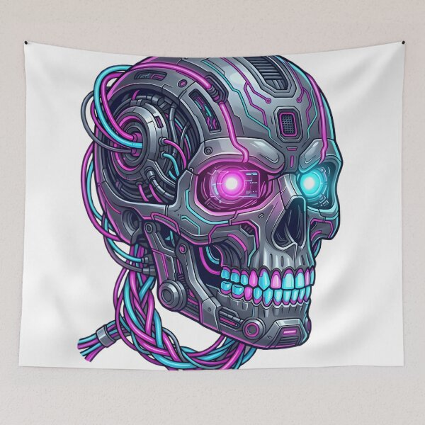 Item preview, Futuristic Cyber Skull in Neon Colors designed and sold by elementos20.