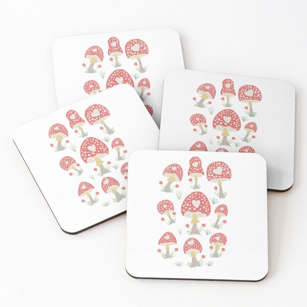 Item preview, Red Mushrooms with Red Flowers and Greenery designed and sold by amegaitdesign.