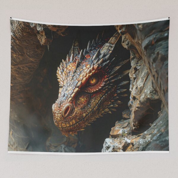 Item preview, Realistic Dark Dragon Fantasy Creature Portrait designed and sold by BetweenForms.