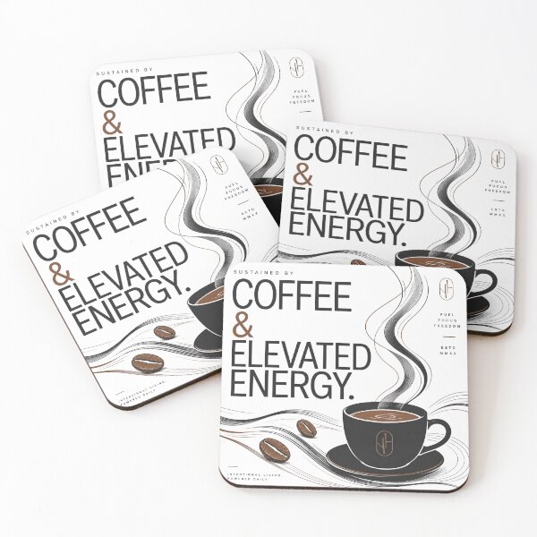 Item preview, Sustained by Coffee & Elevated Energy T-Shirt | Luxury Coffee Streetwear Graphic Tee | Minimalist Espresso Fashion Design designed and sold by ZorviqueStudio.