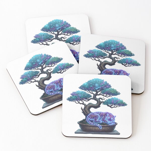 Item preview, Neon Tiger under a Holographic Bonsai designed and sold by elementos20.
