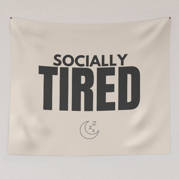 Item preview, Socially Tired Beige Aesthetic Introvert Quote Minimal Sleepy Design designed and sold by Uvclick.