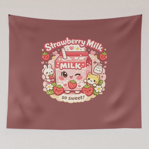 Item preview, Kawaii Strawberry Milk - Cute Strawberry Milk Carton Aesthetic. designed and sold by LunaPrintCo.