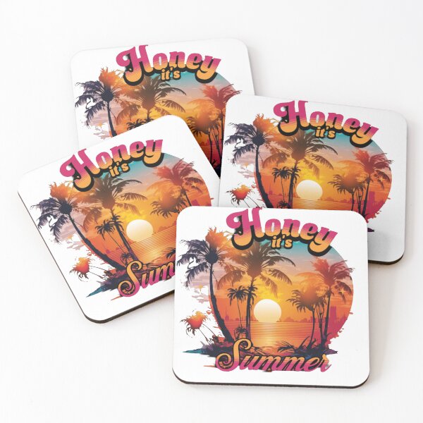 Item preview, Honey It's Summer - Retro Tropical Palm Tree Sunset designed and sold by MagySale.