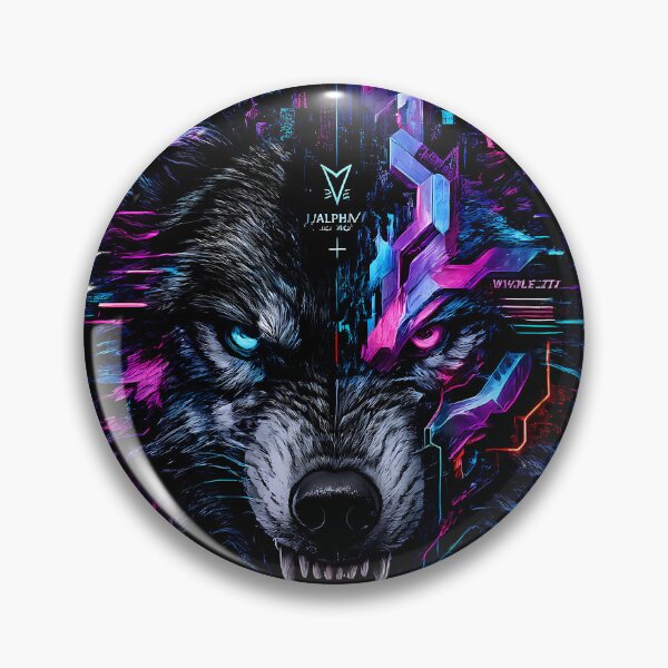 Item preview, Cyberpunk Glitch Wolf Neon Synthwave designed and sold by etuvibes.