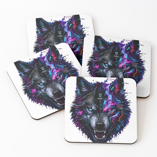 Item preview, Cyberpunk Glitch Wolf Neon Synthwave designed and sold by etuvibes.