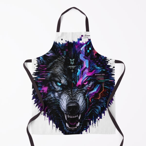 Item preview, Cyberpunk Glitch Wolf Neon Synthwave designed and sold by etuvibes.