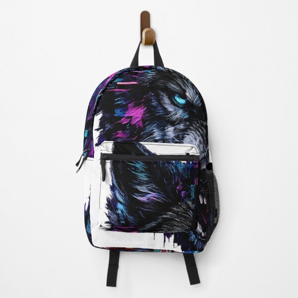 Item preview, Cyberpunk Glitch Wolf Neon Synthwave designed and sold by etuvibes.