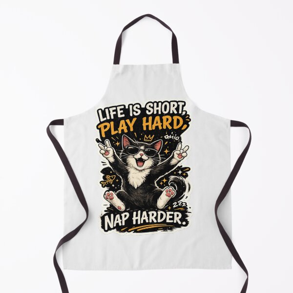 Item preview, Life Is Short Play Hard Nap Harder Funny Cat Retro Shirt designed and sold by Pawvetica.