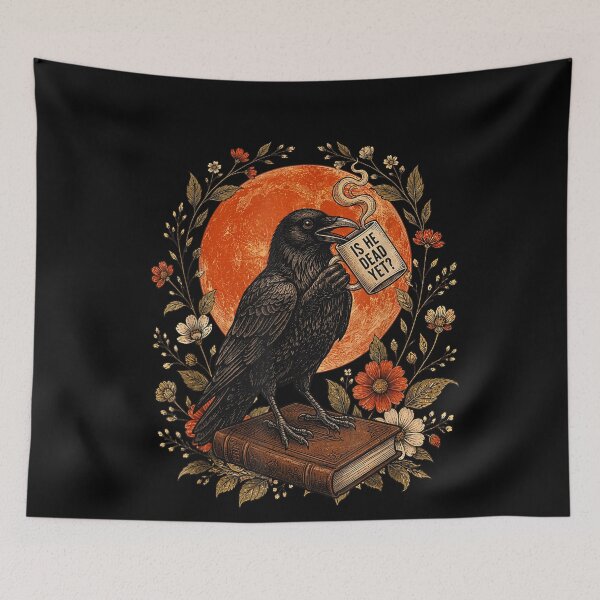 Item preview, Is He Vintage Dead Yet Dark Crow Raven Bird Humor Gothic designed and sold by studiopekepeke.