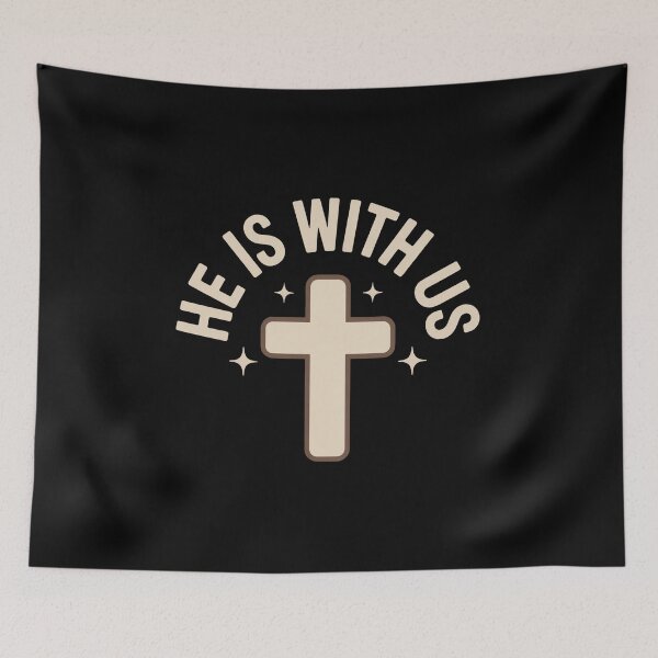 Item preview, He Is With Us Christian T-Shirt | Retro Arc Cross Faith Religious Gift designed and sold by EvolusionPro.