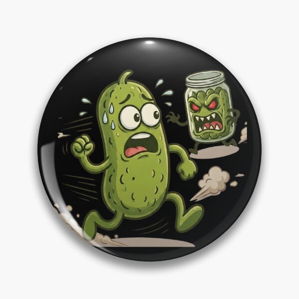 Item preview, Funny Pickle Escaping From Jar Cartoon - Cute Kawaii Pickle Run designed and sold by Basma Designs | Funny Shirts, Stickers & Mugs.