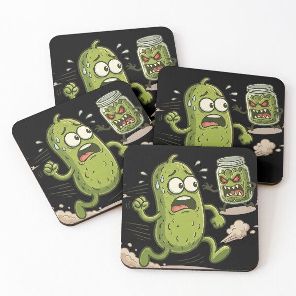 Item preview, Funny Pickle Escaping From Jar Cartoon - Cute Kawaii Pickle Run designed and sold by Basma Designs | Retro, Kawaii Shirts & Stickers.