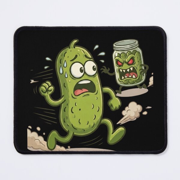 Item preview, Funny Pickle Escaping From Jar Cartoon - Cute Kawaii Pickle Run designed and sold by Basma Designs | Retro, Kawaii Shirts & Stickers.