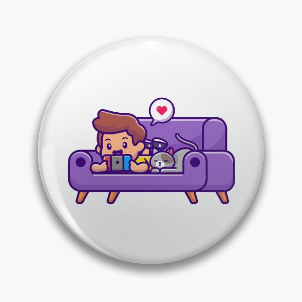 Item preview, Cute Gamer Boy on Purple Couch with Cat designed and sold by jbraunl.