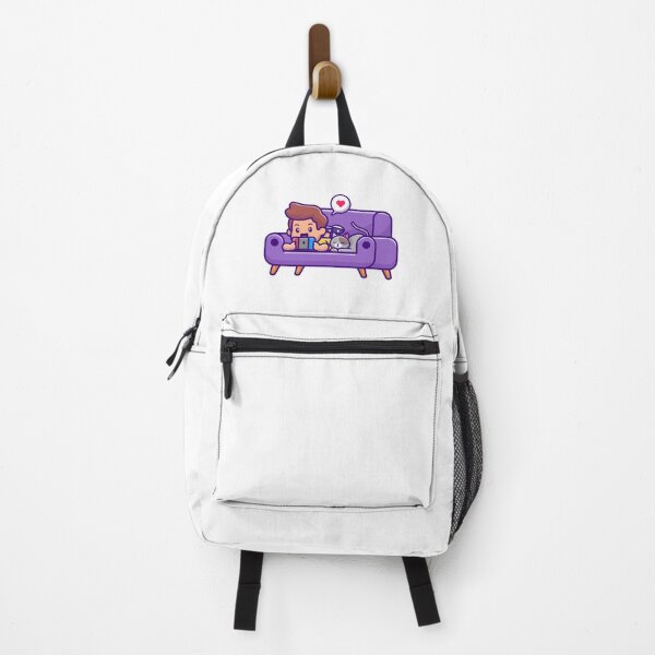 Item preview, Cute Gamer Boy on Purple Couch with Cat designed and sold by jbraunl.