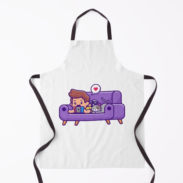 Item preview, Cute Gamer Boy on Purple Couch with Cat designed and sold by jbraunl.