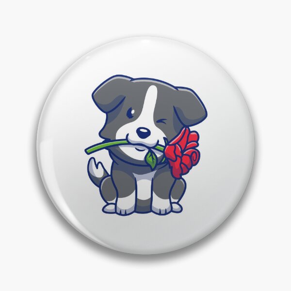 Item preview, Cute Border Collie Puppy with Red Rose designed and sold by jbraunl.