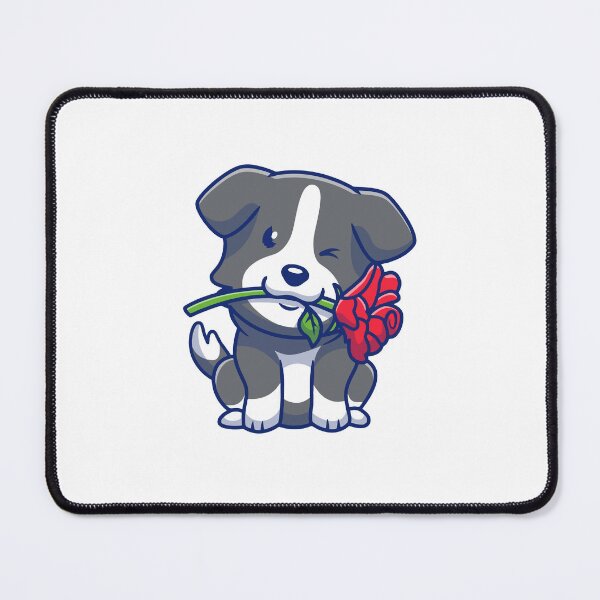Item preview, Cute Border Collie Puppy with Red Rose designed and sold by jbraunl.
