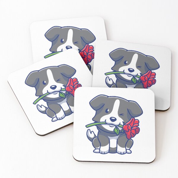 Item preview, Cute Border Collie Puppy with Red Rose designed and sold by jbraunl.