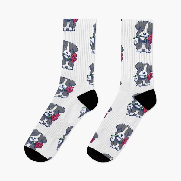 Item preview, Cute Border Collie Puppy with Red Rose designed and sold by jbraunl.