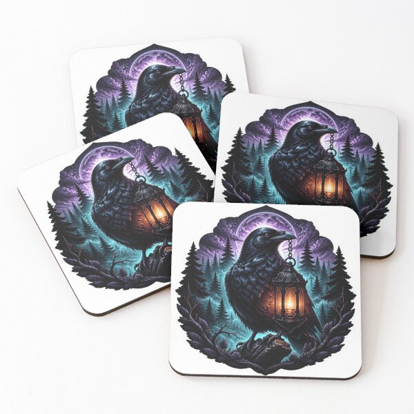 Item preview, Lantern Crow Forest Sticker designed and sold by Imaginarium of Chaos falcon88 .