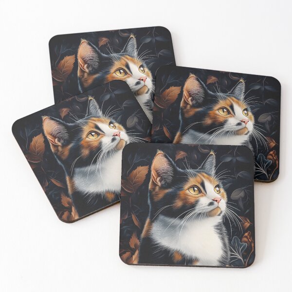 Item preview, Calico Cat in Autumn Leaves designed and sold by PetsArt.
