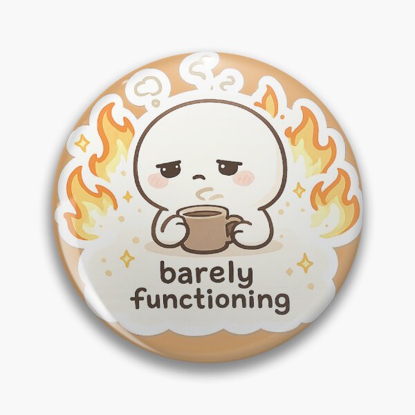Item preview, Barely Functioning Cute Sticker - Funny Burnout Meme Kawaii Coffee Anxiety Aesthetic designed and sold by Qingtian814.