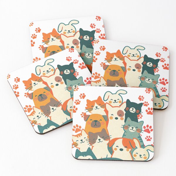 Item preview, Kawaii Happy Pets - Cute Cats, Dogs and Bunnies Crowd designed and sold by RairyuuBell.