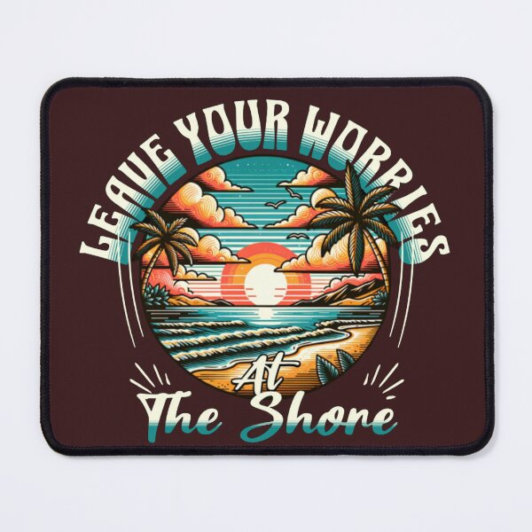 Item preview, Leave Your Worries At The Shore - Vintage Tropical Beach Badge designed and sold by MagySale.