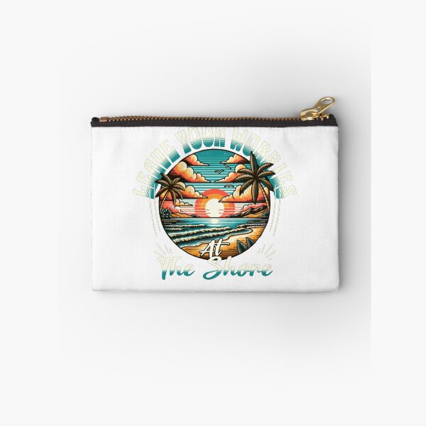 Item preview, Leave Your Worries At The Shore - Vintage Tropical Beach Badge designed and sold by MagySale.