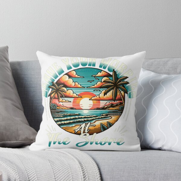 Item preview, Leave Your Worries At The Shore - Vintage Tropical Beach Badge designed and sold by MagySale.