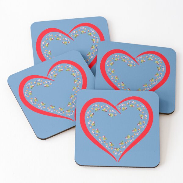 Item preview, Red heart accented with Floral paw prints designed and sold by Doodles Down South.