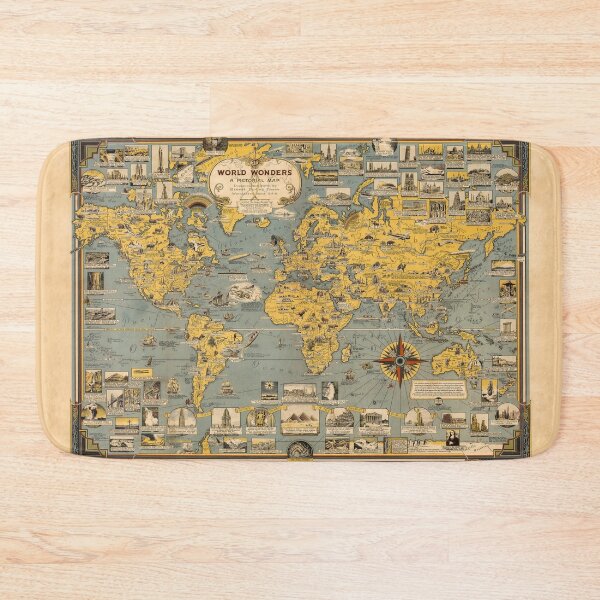 Item preview, World Wonders Old Map 1939 designed and sold by PetsArt.