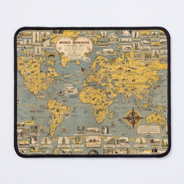 Item preview, World Wonders Old Map 1939 designed and sold by PetsArt.