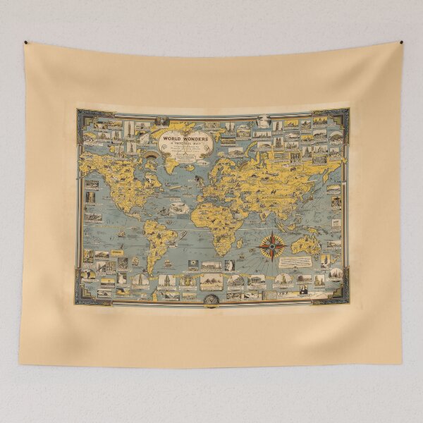 Item preview, World Wonders Old Map 1939 designed and sold by PetsArt.