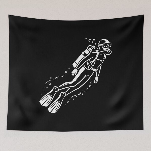 Item preview, Scuba Diver Silhouette | Retro Minimalist Deep Sea Diving Graphic Tee designed and sold by PryntedLabs.