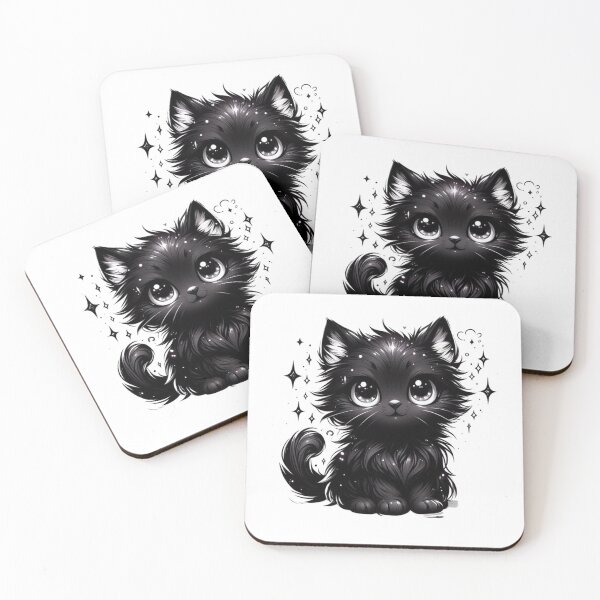 Item preview, Adorable Fluffy Black Kitten with Sparkly Eyes designed and sold by Pani Kara.