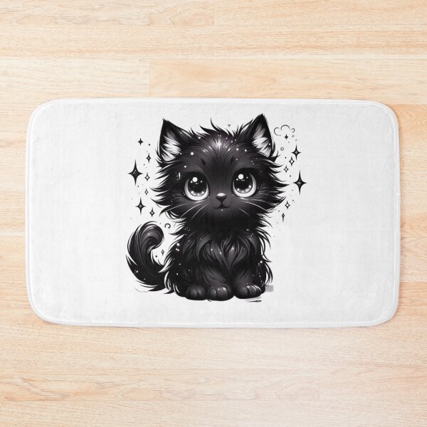 Item preview, Adorable Fluffy Black Kitten with Sparkly Eyes designed and sold by Pani Kara.