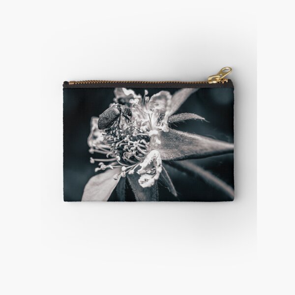 Item preview, Dark Visitor — Beetle on a Wildflower in Black and White designed and sold by Rabee Khalil Photography.