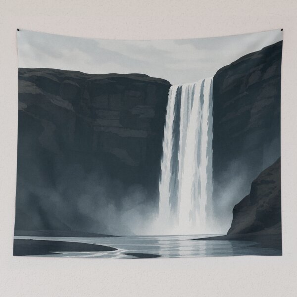 Item preview, Icelandic Waterfall Noir Landscape Art Print designed and sold by Creative_Canvas.
