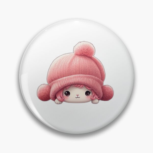 Item preview, Cute Kawaii Pink Knitted Hat Pompom Sticker — Art Cozy Winter Aesthetic Beanie cute designed and sold by HOODYBUDSTYLES.