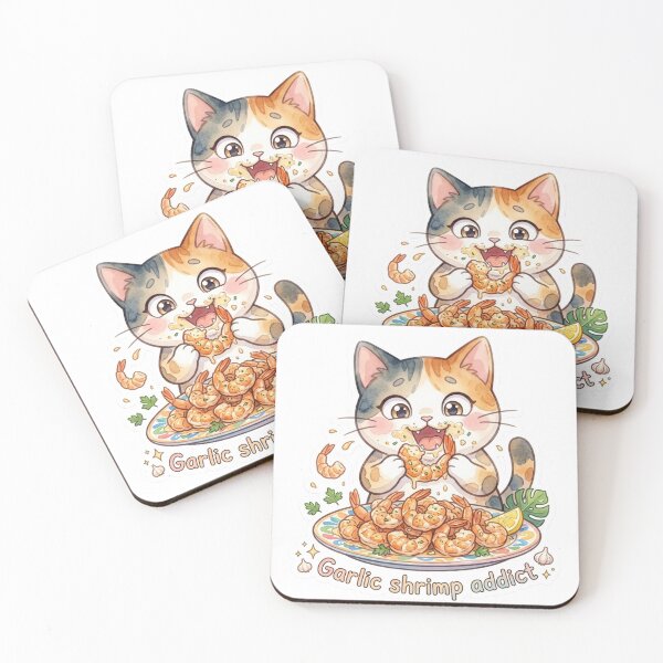 Item preview, Garlic Shrimp Lani Cat - Cute Hawaiian Food Lover Tabby Sticker designed and sold by LaniDigitalNook.