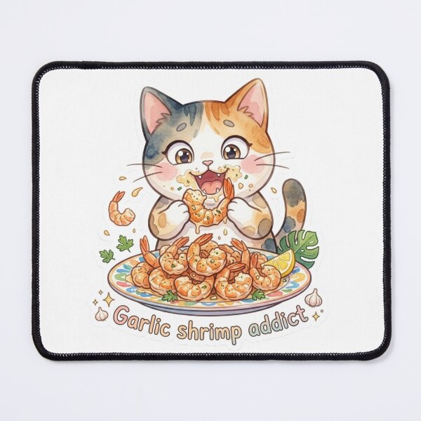 Item preview, Garlic Shrimp Lani Cat - Cute Hawaiian Food Lover Tabby Sticker designed and sold by LaniDigitalNook.