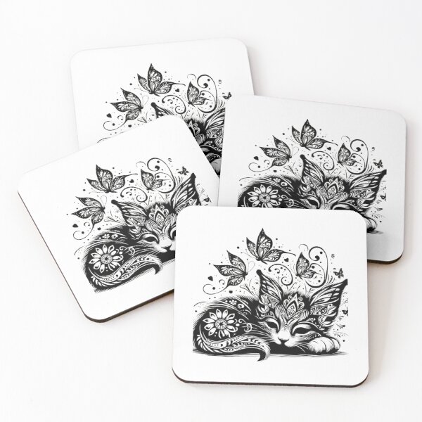 Item preview, Zen Sleeping Cat Mandala with Butterflies designed and sold by Pani Kara.