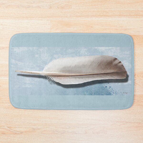 Item preview, Soft White Gray Feather On Blue Nature Bird Art designed and sold by Sharon Cummings Art.