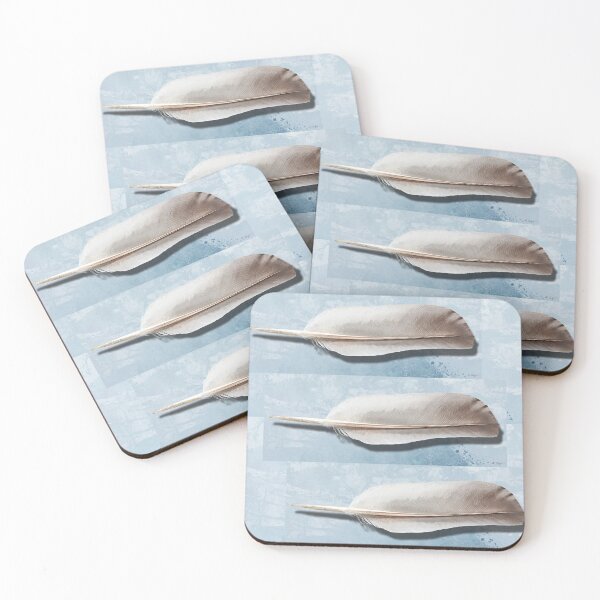 Item preview, Soft White Gray Feather On Blue Nature Bird Art designed and sold by Sharon Cummings Art.
