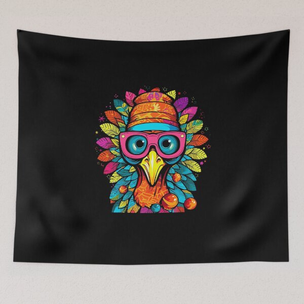 Item preview, Colorful Turkey with Sunglasses Thanksgiving Aesthetic Design designed and sold by CyfroweMysli.